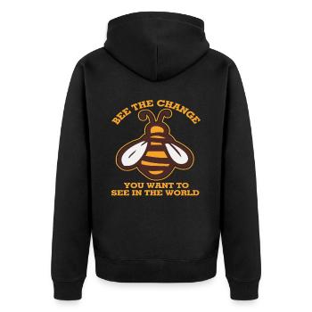 Biene Die Veränderung, die Sie in der Welt sehen wollen - Unisex Premium Bio Zip Hoodie - Schwarz - Hinten - Nico (187cm)
