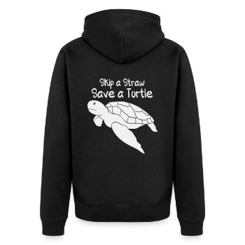 Überspringen Sie einen Strohhalm Save A Turtle Sea Protection Support - Unisex Premium Bio Zip Hoodie - Schwarz - Hinten - Nico (187cm)