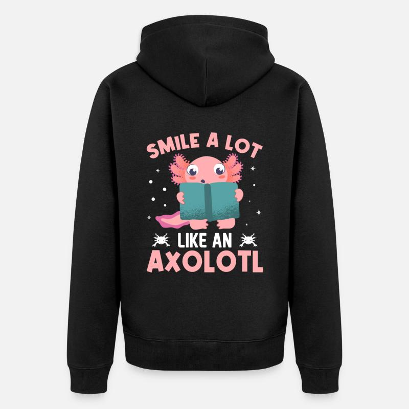 Doux sourire comme un axolotl - Veste à capuche bio Premium Unisexe - noir