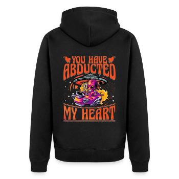 You have abducted my Heart Alien - Unisex Premium Bio Zip Hoodie - Schwarz - Hinten - Nico (187cm)