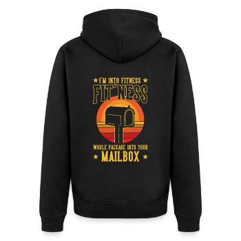 Postbote Briefträger Paketzusteller Job Postbote - Unisex Premium Bio Zip Hoodie - Schwarz - Hinten - Nico (187cm)