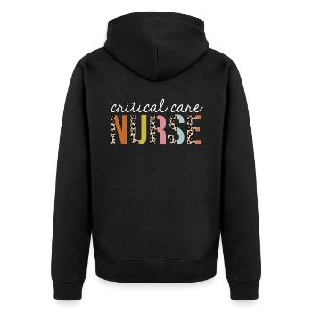 Critical-Care Nurse Colorful Leopard Print Funny - Unisex Premium Organic Zip Hoodie - black - Back - Nico (187cm)