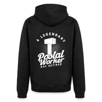 Postbote Briefträger Paketzusteller Job Postbote - Unisex Premium Bio Zip Hoodie - Schwarz - Hinten - Nico (187cm)