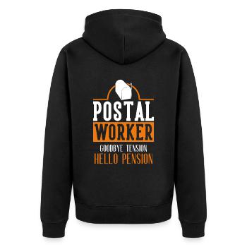 Postbote Briefträger Paketzusteller Job Postbote - Unisex Premium Bio Zip Hoodie - Schwarz - Hinten - Nico (187cm)