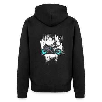 Motorcycle Lifestyle / Motorrad / Motorräder biker - Unisex Premium Bio Zip Hoodie - Schwarz - Hinten - Nico (187cm)