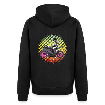Motorcycle Lifestyle / Motorrad / Motorräder biker - Unisex Premium Bio Zip Hoodie - Schwarz - Hinten - Nico (187cm)