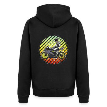 Motorcycle Lifestyle / Motorrad / Motorräder biker - Unisex Premium Bio Zip Hoodie - Schwarz - Hinten - Nico (187cm)