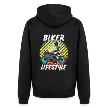 Moto Lifestyle / Moto / Moto motard - Veste à capuche bio Premium Unisexe - noir - Dos - Nico (187cm)