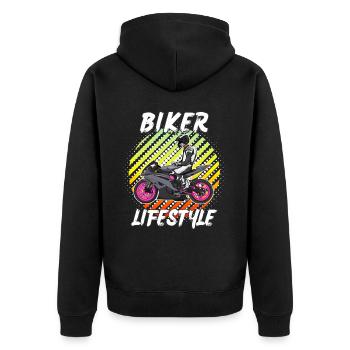 Moto Lifestyle / Moto / Moto motard - Veste à capuche bio Premium Unisexe - noir - Dos - Nico (187cm)