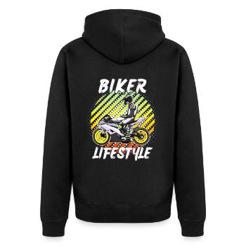 Moto Lifestyle / Moto / Moto motard - Veste à capuche bio Premium Unisexe - noir - Dos - Nico (187cm)