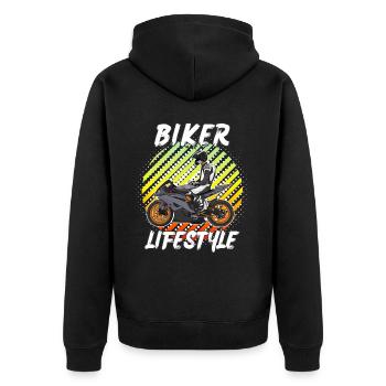 Moto Lifestyle / Moto / Moto motard - Veste à capuche bio Premium Unisexe - noir - Dos - Nico (187cm)
