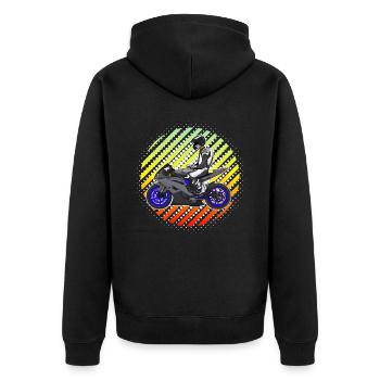 Motorcycle Lifestyle / Motorrad / Motorräder biker - Unisex Premium Bio Zip Hoodie - Schwarz - Hinten - Nico (187cm)