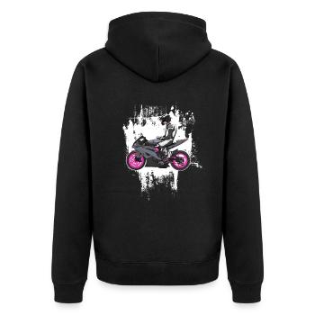 Motorcycle Lifestyle / Motorcycle / Motorcycles biker - Unisex Premium Organic Zip Hoodie - black - Back - Nico (187cm)