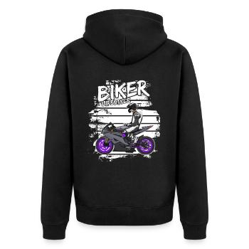 Moto Lifestyle / Moto / Moto motard - Veste à capuche bio Premium Unisexe - noir - Dos - Nico (187cm)