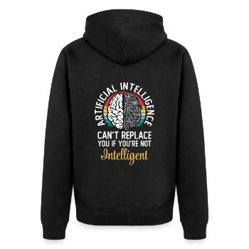 Artificial Intelligence Algorithmus Brain - Unisex Premium Bio Zip Hoodie - Schwarz - Hinten - Nico (187cm)