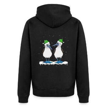 Oiseaux marins Noël à pieds bleus - Veste à capuche bio Premium Unisexe - noir - Dos - Nico (187cm)