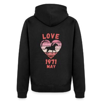Love Horses Riding Birthday May 1971 - Unisex Premium Organic Zip Hoodie - black - Back - Nico (187cm)