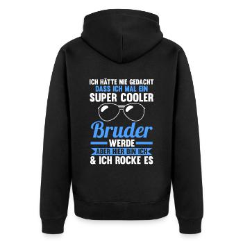 Geschwister Familie Brüder Bruder - Unisex Premium Bio Zip Hoodie - Schwarz - Hinten - Nico (187cm)