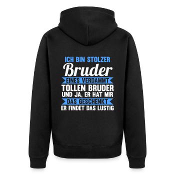 Geschwister Familie Brüder Bruder - Unisex Premium Bio Zip Hoodie - Schwarz - Hinten - Nico (187cm)