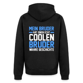 Geschwister Familie Brüder Bruder - Unisex Premium Bio Zip Hoodie - Schwarz - Hinten - Nico (187cm)