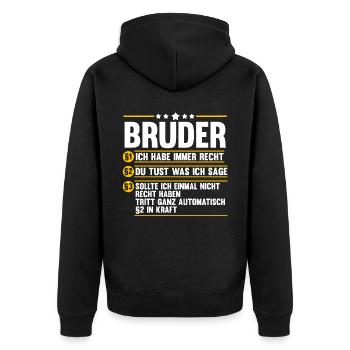 Geschwister Familie Brüder Bruder - Unisex Premium Bio Zip Hoodie - Schwarz - Hinten - Nico (187cm)