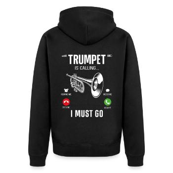 Trumpet Player Phone Display - Unisex Premium Bio Zip Hoodie - Schwarz - Hinten - Nico (187cm)