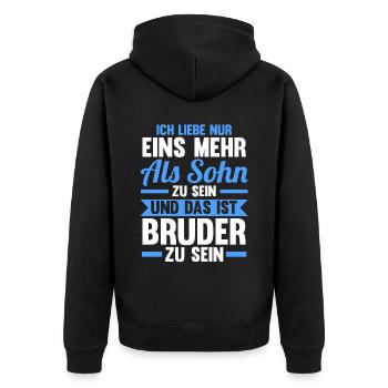 Geschwister Familie Brüder Bruder - Unisex Premium Bio Zip Hoodie - Schwarz - Hinten - Nico (187cm)