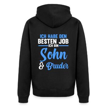 Geschwister Familie Brüder Bruder - Unisex Premium Bio Zip Hoodie - Schwarz - Hinten - Nico (187cm)