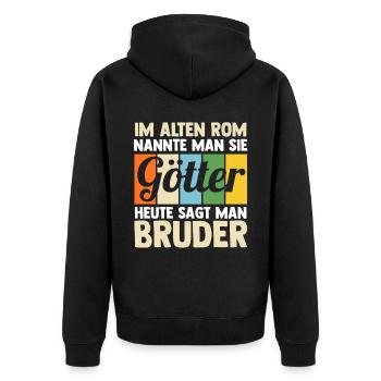 Geschwister Familie Brüder Bruder - Unisex Premium Bio Zip Hoodie - Schwarz - Hinten - Nico (187cm)