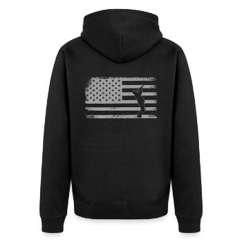 Trompettiste Drapeau américain - Veste à capuche bio Premium Unisexe - noir - Dos - Nico (187cm)