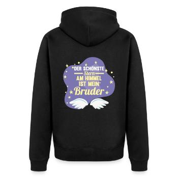 Geschwister Familie Brüder Bruder - Unisex Premium Bio Zip Hoodie - Schwarz - Hinten - Nico (187cm)
