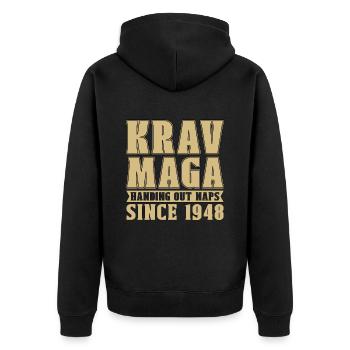 Krav Maga Handing Out Naps Military Combat Fighter - Unisex Premium Organic Zip Hoodie - black - Back - Nico (187cm)