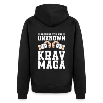 Krav Maga se prépare pour le combattant MMA de combat rapproché - Veste à capuche bio Premium Unisexe - noir - Dos - Nico (187cm)