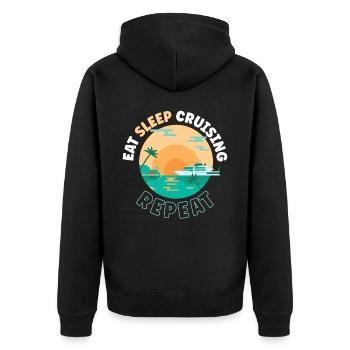 Vacances en bateau de croisière Manger dormir - Veste à capuche bio Premium Unisexe - noir - Dos - Nico (187cm)