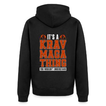 Krav Maga It's A Krav Maga Thing Military Fighter - Unisex Premium Organic Zip Hoodie - black - Back - Nico (187cm)