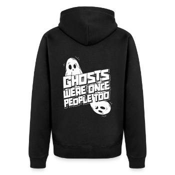 Halloween Ghosts Were Once People - Unisex Premium Bio Zip Hoodie - Schwarz - Hinten - Nico (187cm)