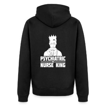Krankenschwester König - Unisex Premium Bio Zip Hoodie - Schwarz - Hinten - Nico (187cm)