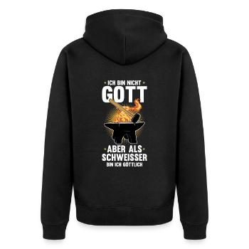 Schmied Metallbauer Schlosser - Unisex Premium Bio Zip Hoodie - Schwarz - Hinten - Nico (187cm)
