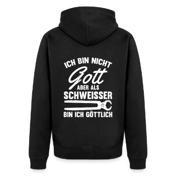 Schmied Metallbauer Schlosser - Unisex Premium Bio Zip Hoodie - Schwarz - Hinten - Nico (187cm)