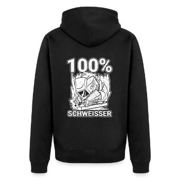 Schmied Metallbauer Schlosser - Unisex Premium Bio Zip Hoodie - Schwarz - Hinten - Nico (187cm)