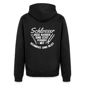 Schmied Metallbauer Schlosser - Unisex Premium Bio Zip Hoodie - Schwarz - Hinten - Nico (187cm)