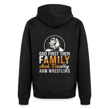 Arm Wrestling God First Puis Love Wrestle Wrestler - Veste à capuche bio Premium Unisexe - noir - Dos - Nico (187cm)