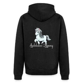 Pferdeliebhaber - Andalusian Mommy - Unisex Premium Bio Zip Hoodie - Schwarz - Hinten - Nico (187cm)