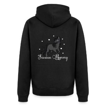 Pferdeliebhaber - Friesian Mommy - Unisex Premium Bio Zip Hoodie - Schwarz - Hinten - Nico (187cm)