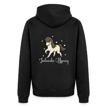 Pferdeliebhaber - Icelandic Mommy - Unisex Premium Bio Zip Hoodie - Schwarz - Hinten - Nico (187cm)