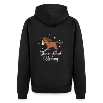 Pferdeliebhaber - Thoroughbred Mommy - Unisex Premium Bio Zip Hoodie - Schwarz - Hinten - Nico (187cm)