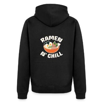 Ramen - Unisex Premium Bio Zip Hoodie - Schwarz - Hinten - Nico (187cm)