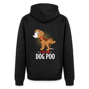 I love dog poo - Unisex Premium Bio Zip Hoodie - Schwarz - Hinten - Nico (187cm)