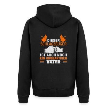 Schlagzeuger Vatertag Musiklehrer - Unisex Premium Bio Zip Hoodie - Schwarz - Hinten - Nico (187cm)