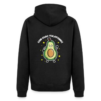 Avocado Design für Vegetarier und Veganer - Unisex Premium Bio Zip Hoodie - Schwarz - Hinten - Nico (187cm)